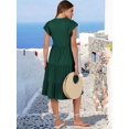 thumbnail image 6 of Womens Summer Dress Ruffle Sleeve V Neck Midi Dresses Tiered Boho Beach Sundress Dark Green L, 6 of 7