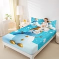 thumbnail image 4 of Manfei Cute Snowman Queen Sheet Sets,Merry Christmas Flat Sheet,White Blue Queen Fitted Sheet For Girls Kids,Ultra Soft Home Decor,4pcs, 4 of 7