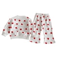 thumbnail image 2 of ATOGUTA Set Girls Valentine's Day Tops Flare Pants Sweatshirts and Sweatpants Kids Tracksuits Size 6M-8, White, 2 of 5