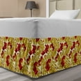 thumbnail image 1 of Rowan Bed Skirt, Juicy Ripe Fruits Leafage Berries and Foliage Rural Nature Print, Elastic Bedskirt Dust Ruffle Wrap Around for Bedding Decor, 4 Sizes, Mustard Vermilion White, by Ambesonne, 1 of 2