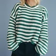 thumbnail image 4 of FDGIU Women's 2025 Winter Striped Color Block Sweater‌ - Long Sleeve Oversized Pullover, Loose Crewneck Comfy Knitted Top, 4 of 7