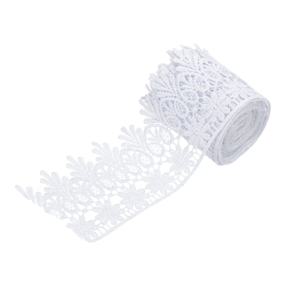 Uxcell 3 Inch Wide 3 Yard Lace Ribbon Floral Pattern Porcelain White Embroidered Edge Lace Trim Ribbons for Sewing Making, DIY Crafts, Gift Wrapping, Wedding Decor