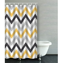 Libin Gray Yellow And Black Chevron Pattern Design Bathroom Shower Curtain 48x72 inches