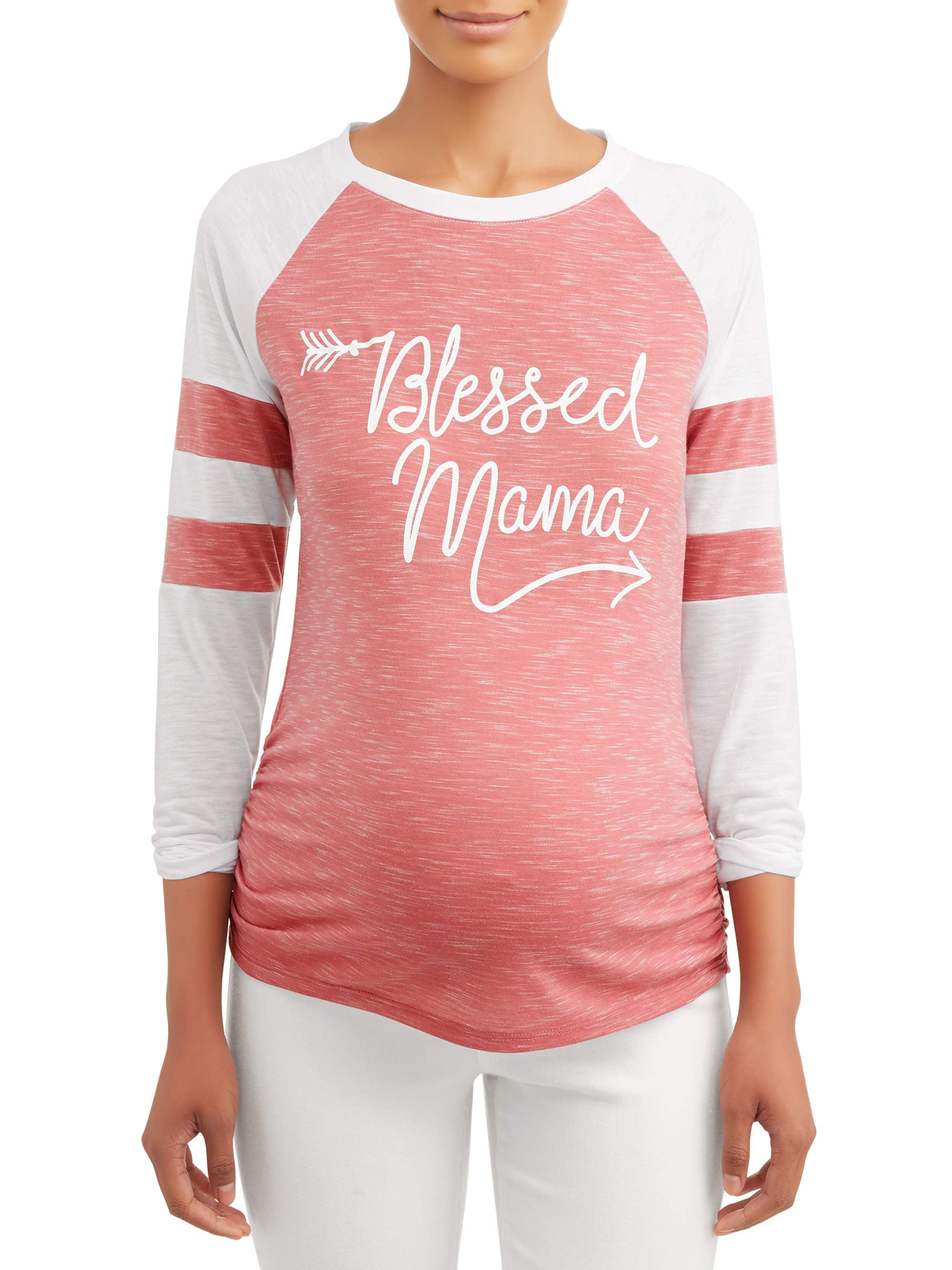 Two Beautiful Maternity Long Sleeve Blessed Mama Football Screen T-Shirt -  Walmart.com