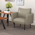 thumbnail image 4 of Modern Faux Leather Accent Chair in Grey-Beige, 4 of 7