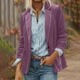 thumbnail image 2 of BiZtdJrK Dressy Velvet Blazer for Women One Button Vintage Business Casual Outfits Long Sleeve Lapel Suit Jackets with Pockets, Purple, M, 2 of 10