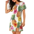 thumbnail image 2 of Balery Hawaiian Pineappl Pattern Womens Short Sleeve Sleepshirt Scoopneck Cute Nightdress Comfy Nightgown Loungewear Dress, 2 of 6