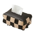 thumbnail image 2 of High-end light luxury style creative woven leather paper box for car use in black and white checkerboard pattern for living room, 2 of 5