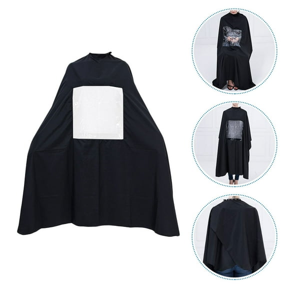 ORDDIART Black Hair Cutting Cape for Barbers with Clear Window, Polyester Barber Apron for Salon and Home Use