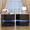 thumbnail image 4 of Dextrus LED Nightstands Set of 2, Bedside Table with 3 Drawers, High Gloss Acrylic End Table for Bedroom, Living Room, Black, 4 of 10