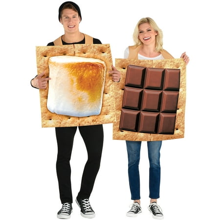 Party City S'mores Snack Couple Halloween Costume, Adult, Standard Size, Chocolate and Marshmallow Graham Cracker