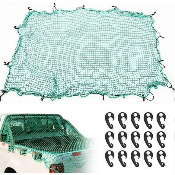 Cargo Net, 6.5ft X 10ft Cargo Nets with 15 PCS Hooks Heavy Duty Cargo Netting for SUV Boat Trailer Snowmobile Truck