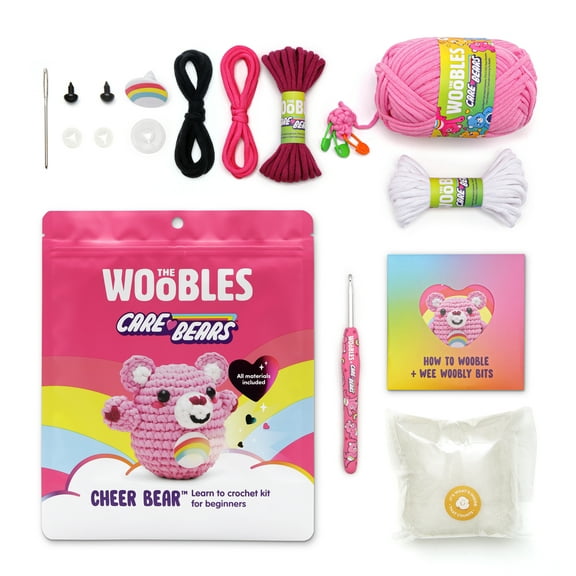 The Woobles Beginner Crochet Amigurumi Kit – Cheer Bear, Learn to Crochet Character Craft Kit for Kids and Adults