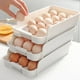 thumbnail image 4 of Caja de almacenamiento de huevos de plástico apilable para refrigerador, capacidad de 24 huevos, diseño con tapa abatible, blanco, 11.22x6.69x2.36 pulgadas, cajón organizador de cocina, 4 of 7