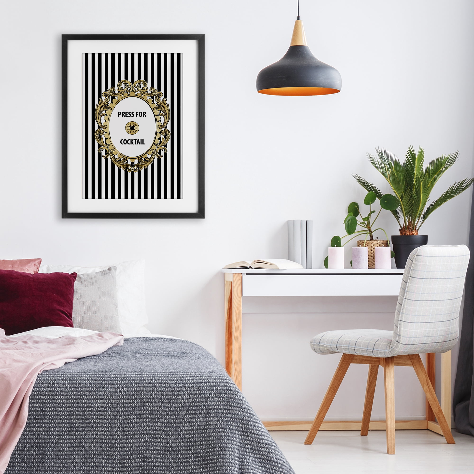 Stupell Industries Press For Cocktail Celebration Black Framed Print Under Glass, design by Martina Pavlova