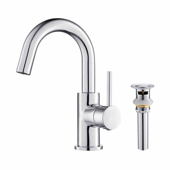 Kibi Circular Single Handle High-Arc Bathroom Sink Faucet