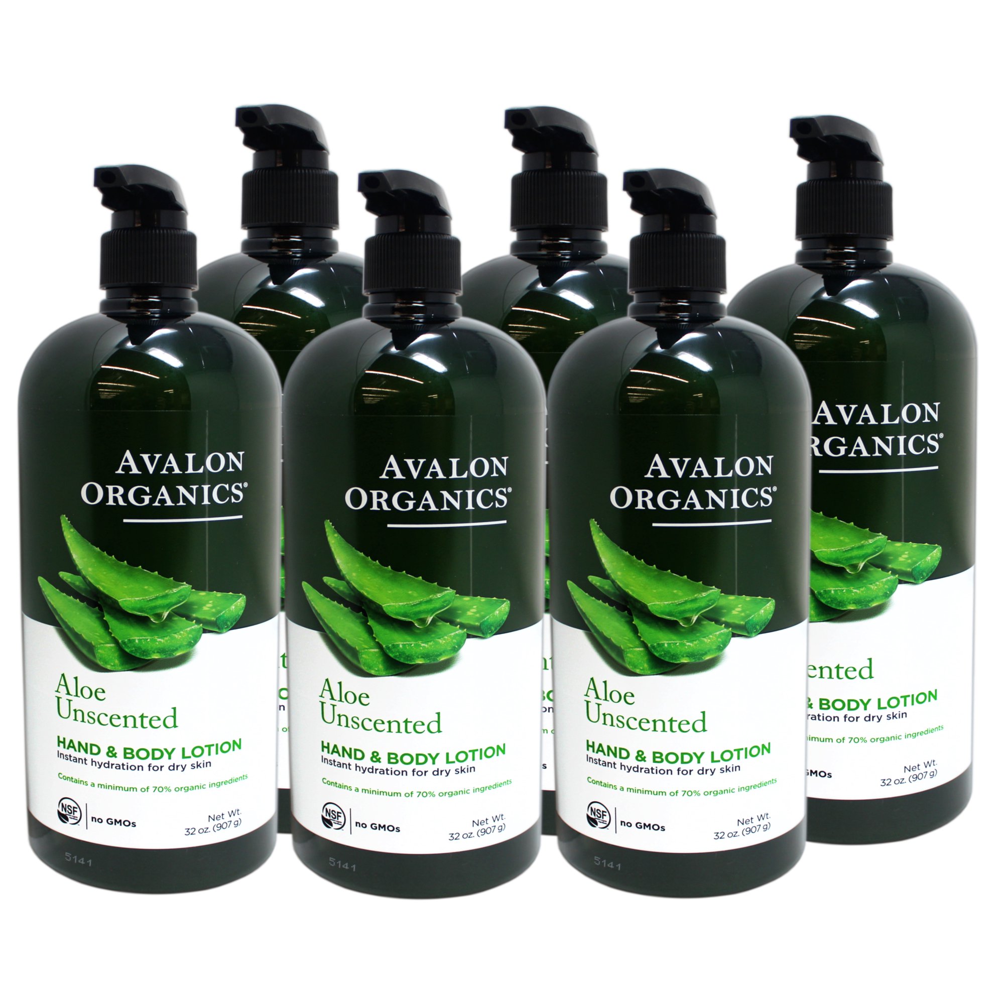 Avalon Organics Hand & Body Lotion for Dry Skin Aloe Unscented, 32 OZ - 6 Pack