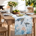 thumbnail image 2 of Table Runner 90 Inches Long for Kitchen Dining, Ocean Turtle Dresser Scarf Farmhouse, Dining Table Decorations for Wedding/Parties, Blue Coastal Coral Starfish Seagrass 13 x 90 In, 2 of 9