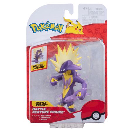 Pokemon Toxtricity Battle Feature Figure - 4.5 inch Toxtricity Battle Ready Figure with Shock Attack