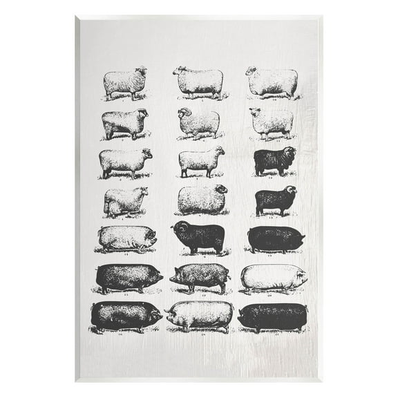 Stupell Industries Vintage Farm Animal Chart Graphic Art Unframed Art Print Wall Art, Design by Daphne Polselli