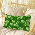 thumbnail image 4 of St. Patrick's Day Pillow Covers, Linen Long Throw Pillow Case, Spring Shamrock Leaves Polka Dots Dark Green Holiday Pillow Protector Decorative Cushion Cover for Living Room/Bedroom 16" x 24", 4 of 8