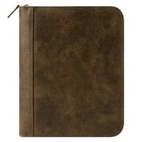 FranklinCovey Simulated Leather Distressed Zipper Binder (Classic Size, Brown)