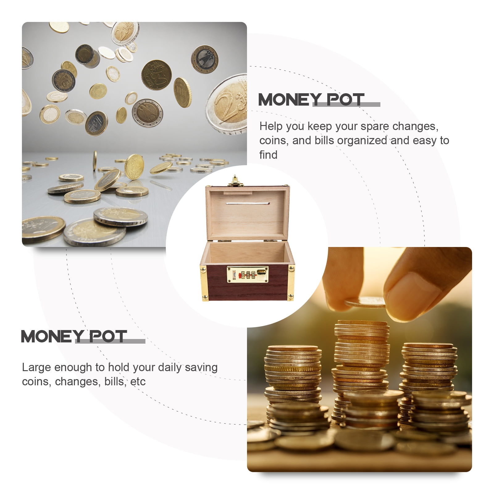 FRCOLOR Coin Container Vintage Piggy Bank Coin Container with Lock for Home  Made of Durable Synthesis Material Multi Color 7.5 x 4.5 x 6  Inches,5.79