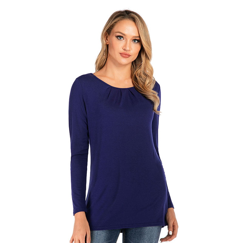 Lolly Posh - Lilly Posh Long Sleeve Solid Top with Ruched Neckline ...
