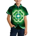 thumbnail image 2 of Blusa y camisa de manga corta con cuello vuelto, moderna e informal, con estampado del Día de San Patricio, con bolsillo, para uniforme escolar, para niños y niñas de 2 a 15 años., 2 of 7