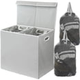 thumbnail image 1 of Cesto para ropa sucia Simple Houseware doble con tapa gris, 1 of 7