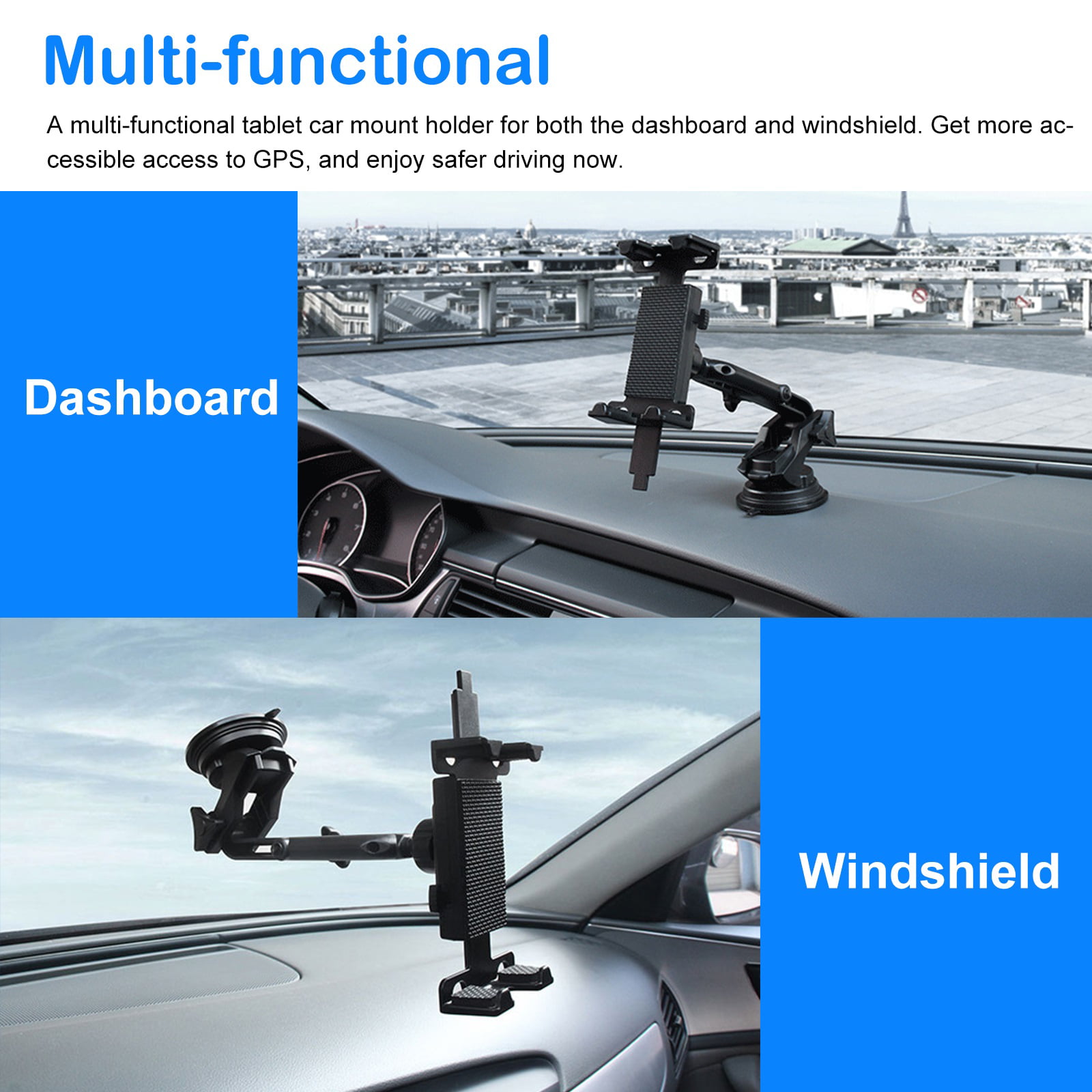 Car Tablet Mount, TSV Tablet Holder for Windshield Dashboard, 360 Rotating  Universal Suction Cup Bracket Fit for iPhone, iPad Mini Air, Samsung Galaxy  Tab 