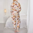 thumbnail image 3 of Pajama Sets for Women 2 Pcs, Abstractcartoon Cute Cat Face Button Down Long Sleeve Sleepwear Lounge PJ Sets, 3 of 6
