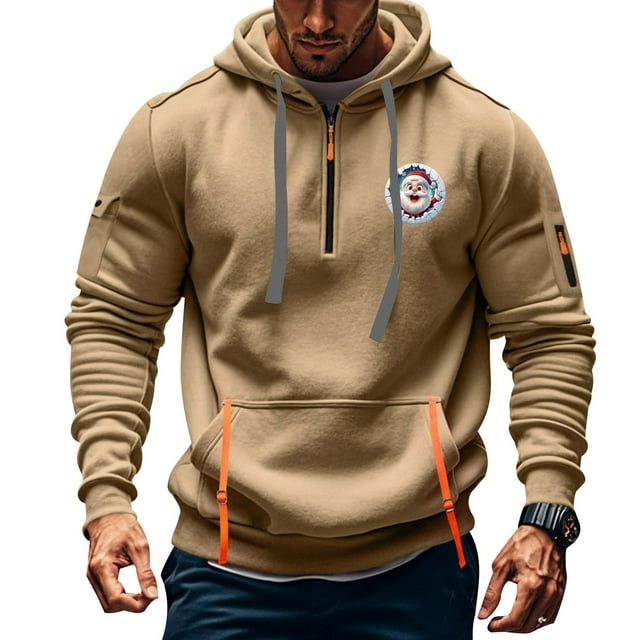 Sudadera con capucha para hombre, estilo casual, deportivo, de color liso, con cremallera y bolsillo, de manga larga, blusa de poliéster.