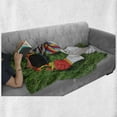thumbnail image 6 of Pride Soft Flannel Fleece Throw Blanket, Funny Face Gay Dog Lying on Grass Peace Signs and Giant Sunglasses Humor Print, Cozy Plush for Indoor and Outdoor Use, 50" x 70", Multicolor, by Ambesonne, 6 of 6