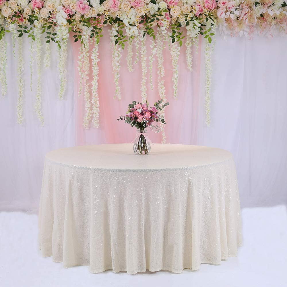 Round Ivory Sequin Table Cloth Sequin Wedding Table Linens