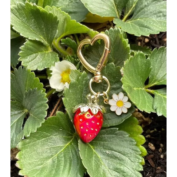 Sweet Red Strawberry Keychain Charm