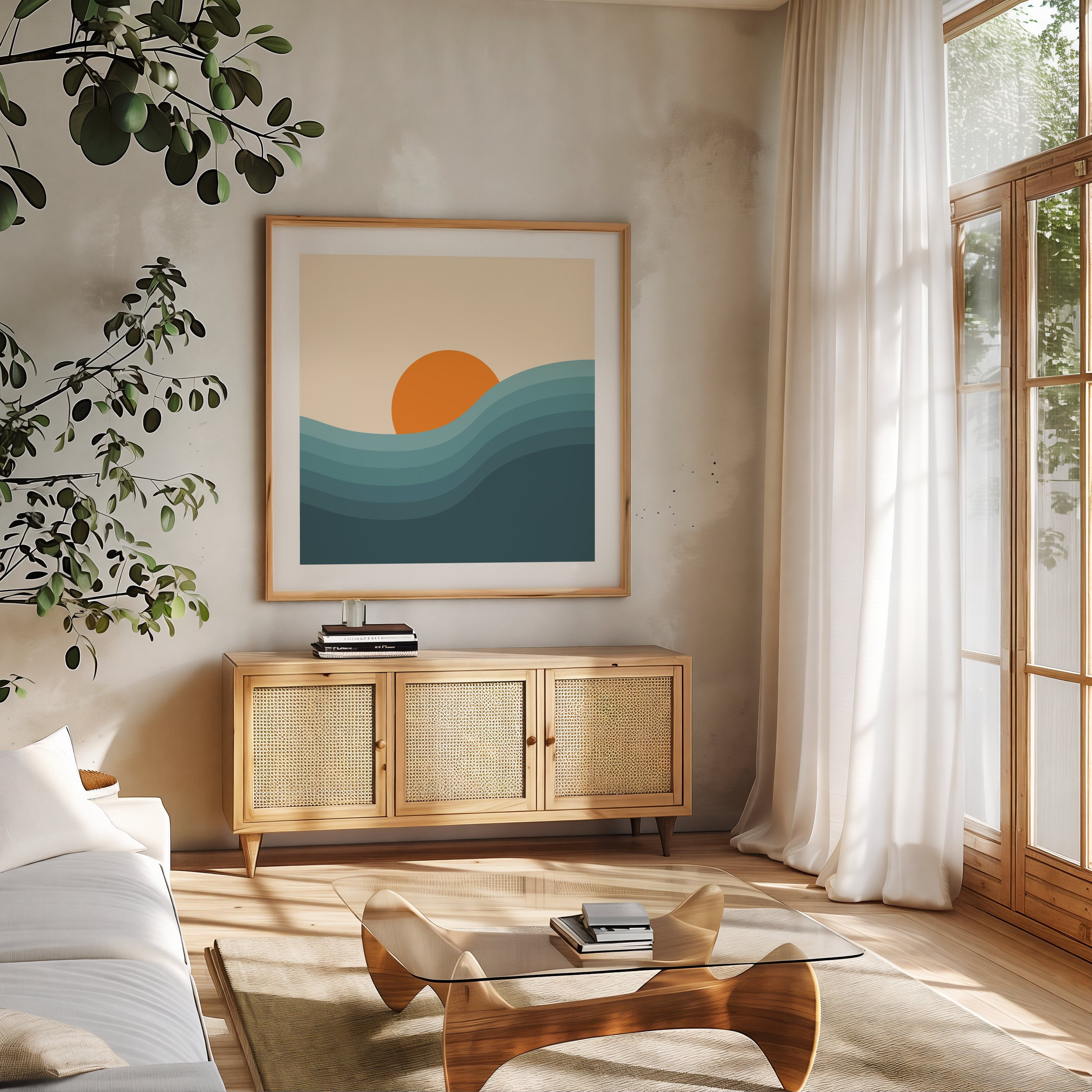 Retro style abstract sunset landscape - Illustration Abstract