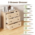 thumbnail image 5 of Farmhouse 3 Drawer Dresser for Bedroom, Small Chests of Drawers, Wood Nightstand Bedside Cabinet End Table, Modern Closet Storage Organizer for Bedroom, Natural, 5 of 10