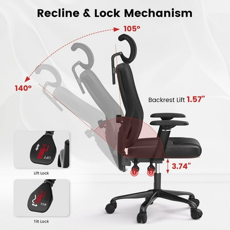ACGAM - Ergonomic Mesh Gaming Chair with Lumbar Support - Black