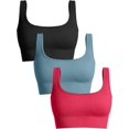 thumbnail image 1 of SURJDE Women's 3 Piece Medium Support Tank Top Ribbed Seamless Removable Cups Workout Exercise Sport Bra, 1 of 7