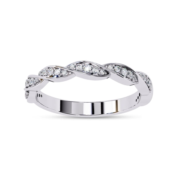 AFFY Twisted Half Eternity Wedding Band Ring for Women, 0.33 Carat (ctw) Round Cut Lab Grown Diamond Ring In 14K White Gold Over Sterling Silver F-G-H, SI Quality Ring Size-4