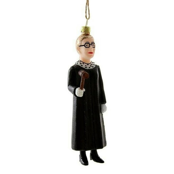 Justice RUTH BADER GINSBURG Glass Christmas Ornament, 5.5" Tall, by Cody Foster