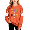 thumbnail image 2 of CYRBOKO Girls Halloween Sweatshirt 10-12, Pullover Crew Neck Long Sleeve Casual Holiday Top Orange, 2 of 7