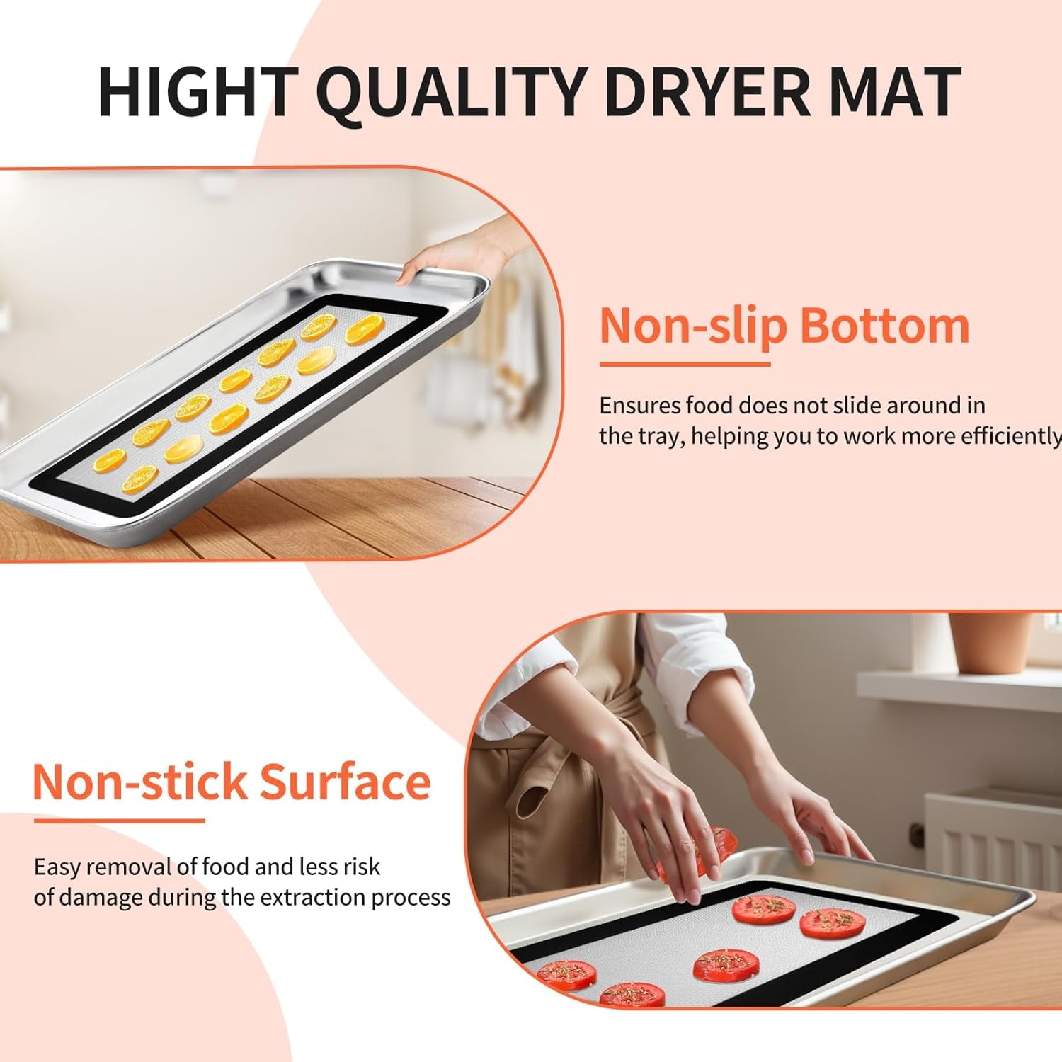 Topboutique Silicone Mats Freeze Dryer Trays Non-Stick Silicone Baking Mat Reusable Baking Sheet Drying Liners Trays Drying Liners for Kitchen,Dishwasher Safe,17 x 6.8 inch,5 Pcs Black