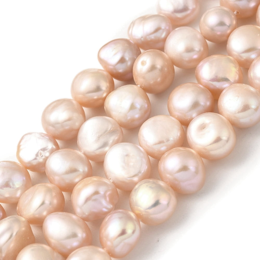 4strands Cultured Freshwater Pearl Beads Strands Two Sides Polished PeachPuff 10~11mm Hole: 0.5mm about 19pcs/strand 6.89''(17.5cm)