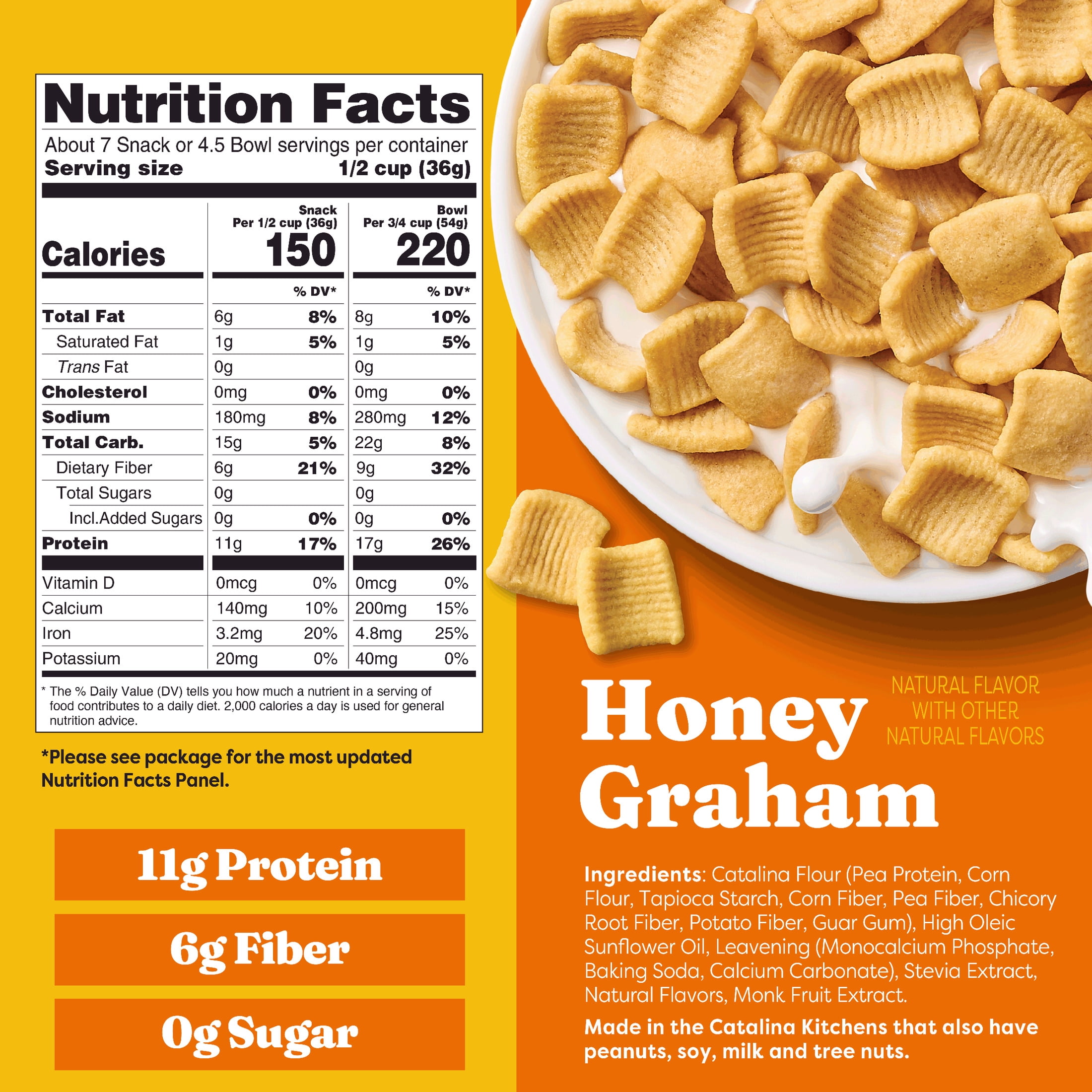 (4 pack) Catalina Crunch Protein Cereal, Honey Graham 9 oz