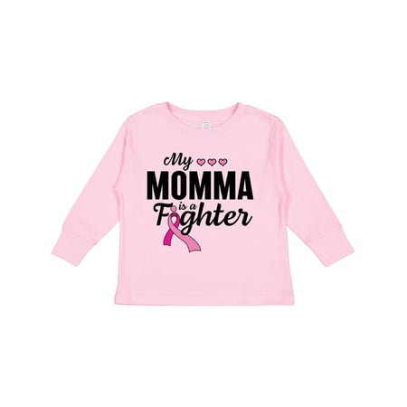 

Inktastic Breast Cancer Awareness My Momma is a Fighter Gift Toddler Boy or Toddler Girl Long Sleeve T-Shirt