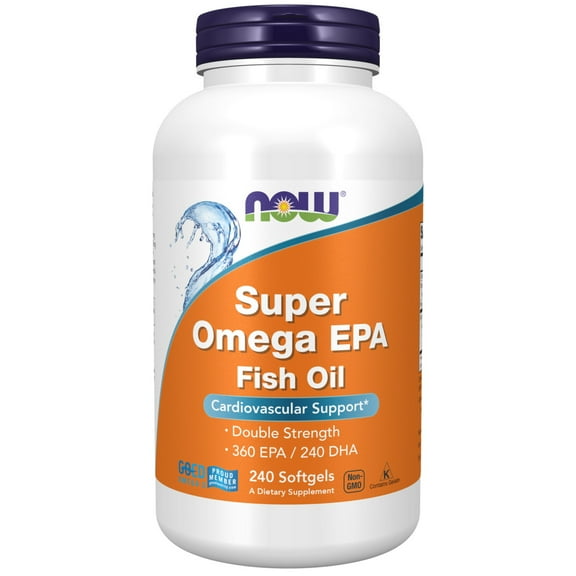 NOW Supplements, Super Omega EPA, 360 EPA / 240 DHA, Molecularly Distilled, Cardiovascular Support*, 240 Softgels