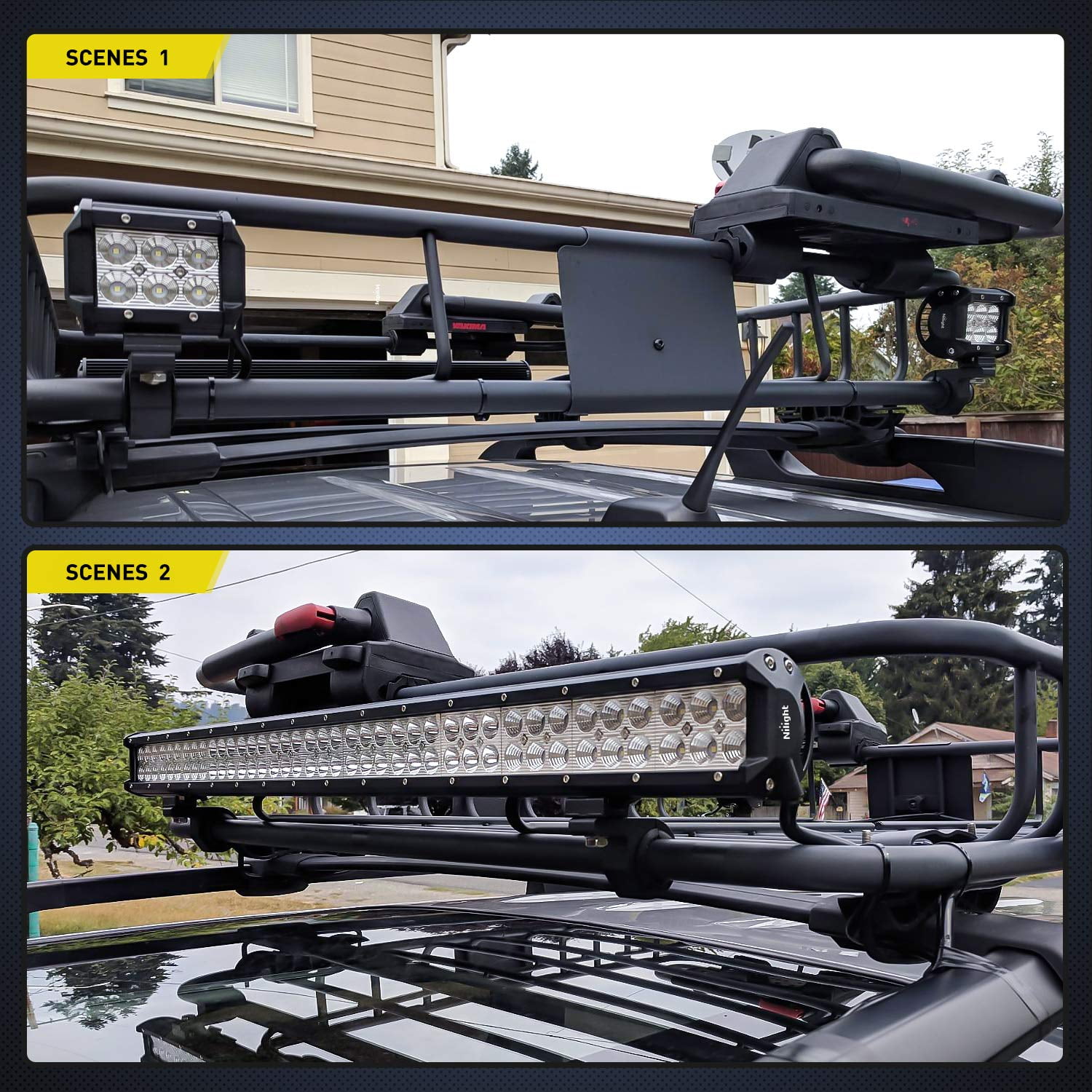 4PCS LED Light Horizontal Clamp Mounting Kit Fit on 0.75 1 1.25 Bull Bars Roof Racks Roll Cages for ATV UTV and Trucks Mini 2 Years Warranty Nilight 90028D 4-Pack 
