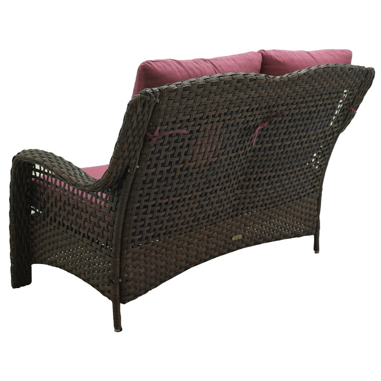 Better Homes Gardens Ravenbrooke 4 Piece Outdoor Wicker Swivel Chair Conversation Set Red Walmart